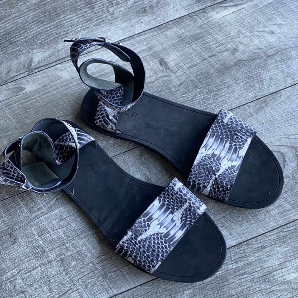 Vince sandals snake skin wrap around